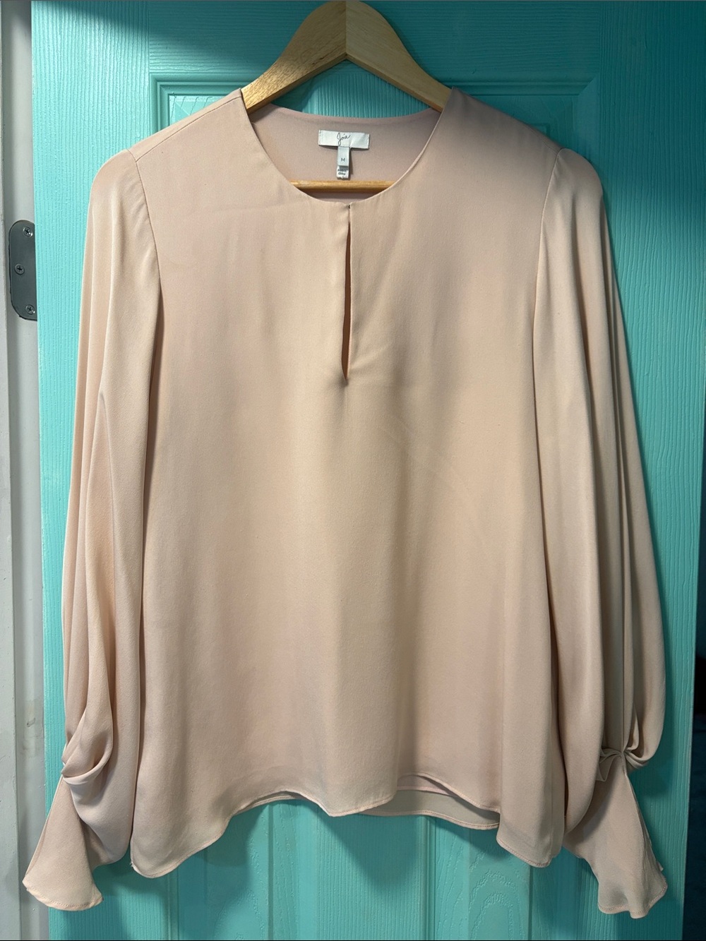 Blush Pink Long-Sleeve Blouse - Elegant Women's Top
